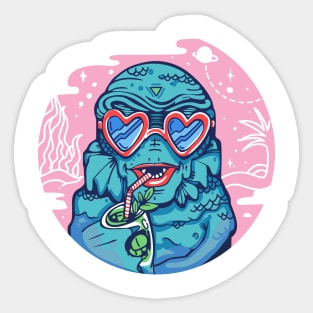 pink lagoon monster Sticker